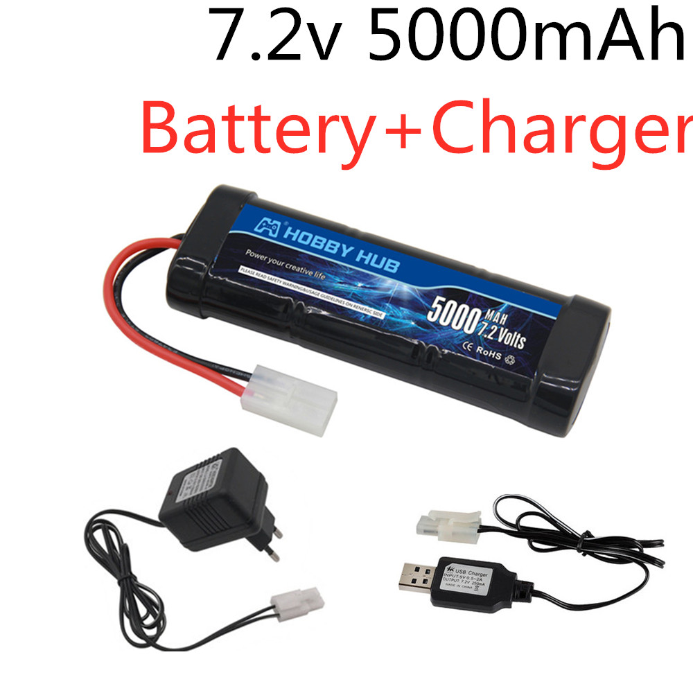 Rc Hobby Boat - 7.2V 5000mAh ニッケル水素バッテリーパック タミヤプラグ付き 7.2v 充電器と