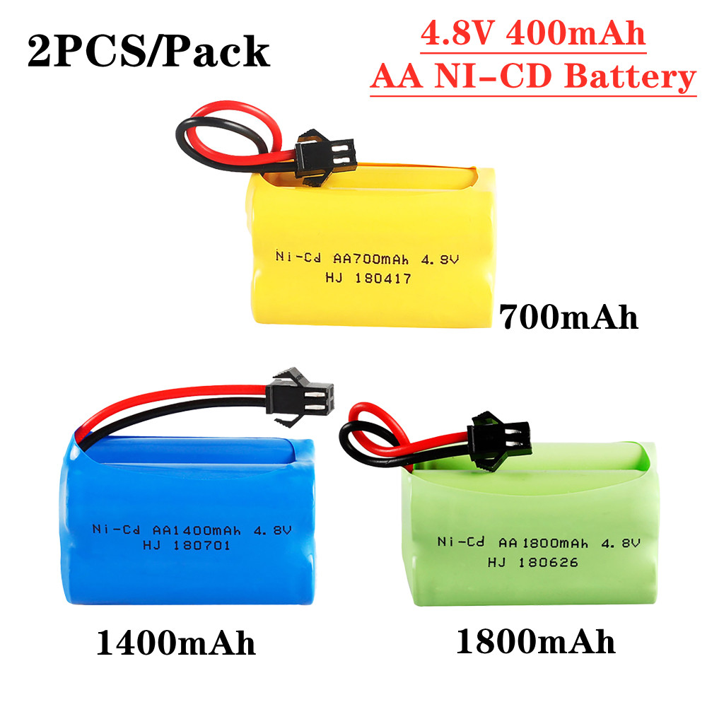 Rc Hobby Boat - Ni-cdカーバッテリー,4.8v,700 mah,1400 mah,1800mah,rcボート,タンクおもちゃ,充電式バッテリー部品,SMプラグ,バッチあたり2個