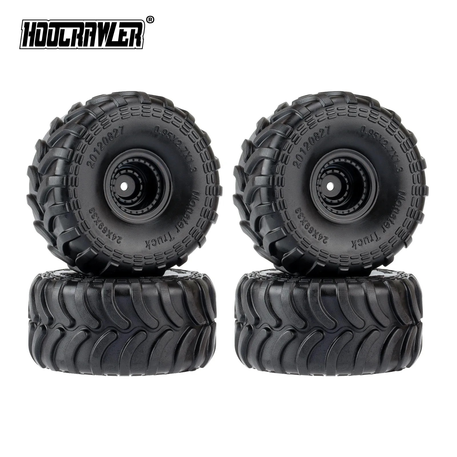 Rc Tire Foam Insert - 4個入りモンスタートラックタイヤ、ホイールリム付き、1:24 RCカータイヤ、Axial SCX24 FMS FCX24 K5