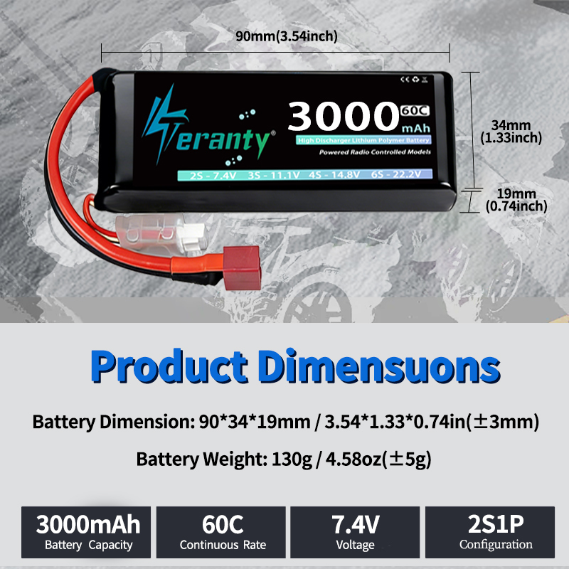 TERANTY 2S 3000mAhリポバッテリー 7.4V - Rc And Hobby のレビューと価格