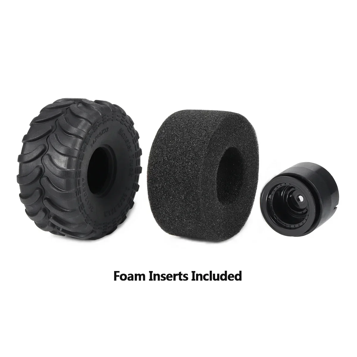 4個入りモンスタートラックタイヤ、ホイールリム付き、1:24 - Rc Tire Foam Insert のレビューと価格