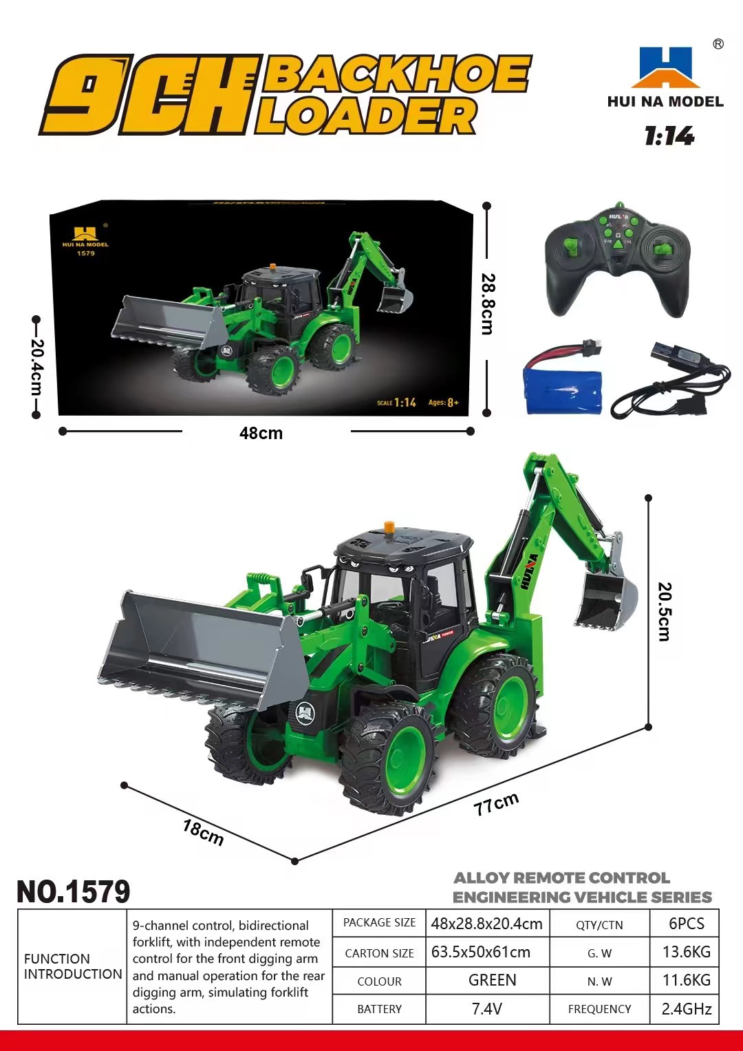 米国販売 HUINA 1/14 1579 ラジコンバックホー - Rc Hobby Toucan のレビューと価格