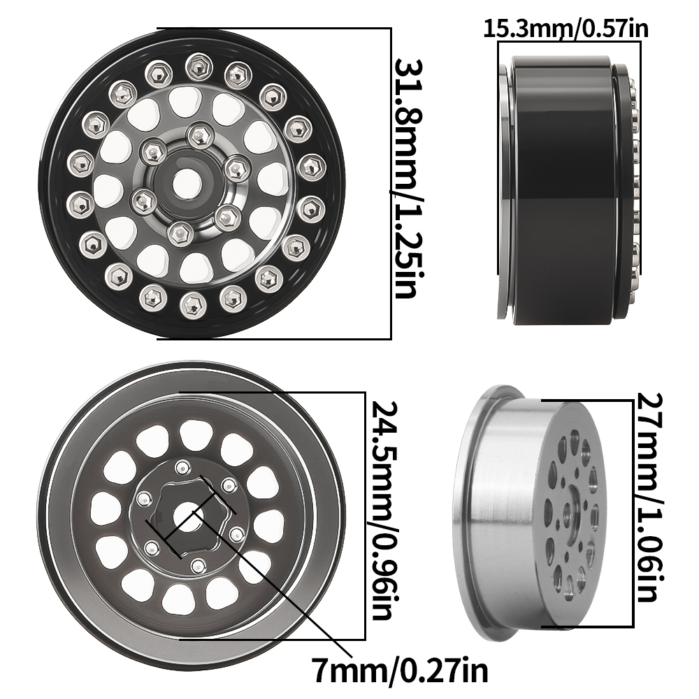 BDX RC1.1/1.0インチ ビードロックホイールリムハ - Rc Tire Foam Insert のレビューと価格